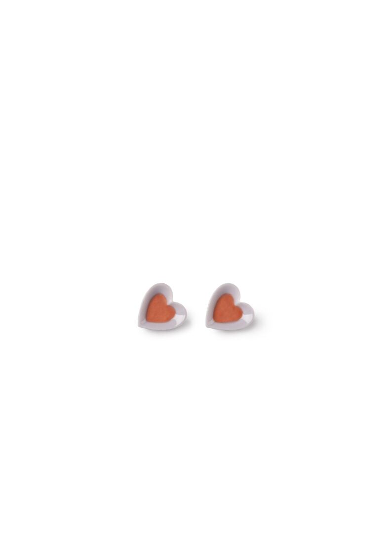 Hearts Stud Earrings. Violet & Red in Lladró
