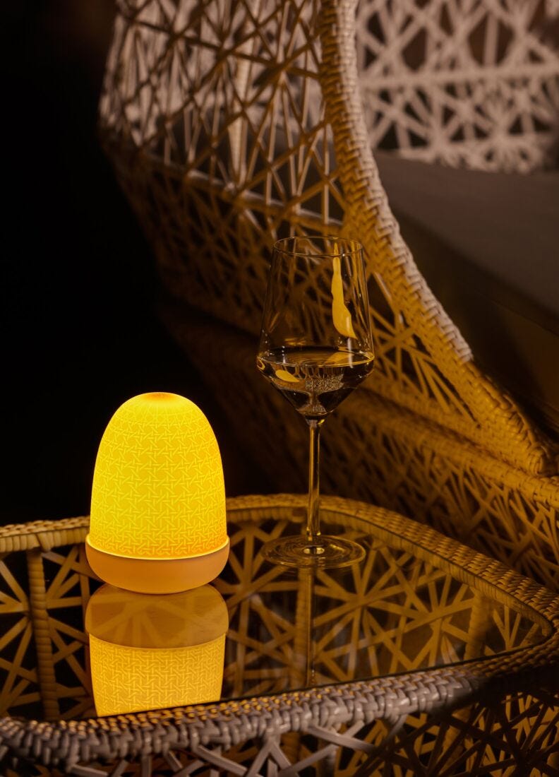 Wicker Dome Table Lamp in Lladró