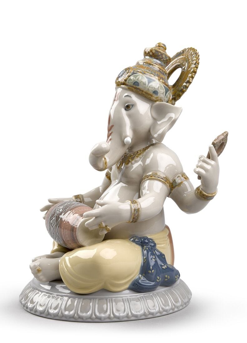 Mridangam Ganesha Figurine in Lladró