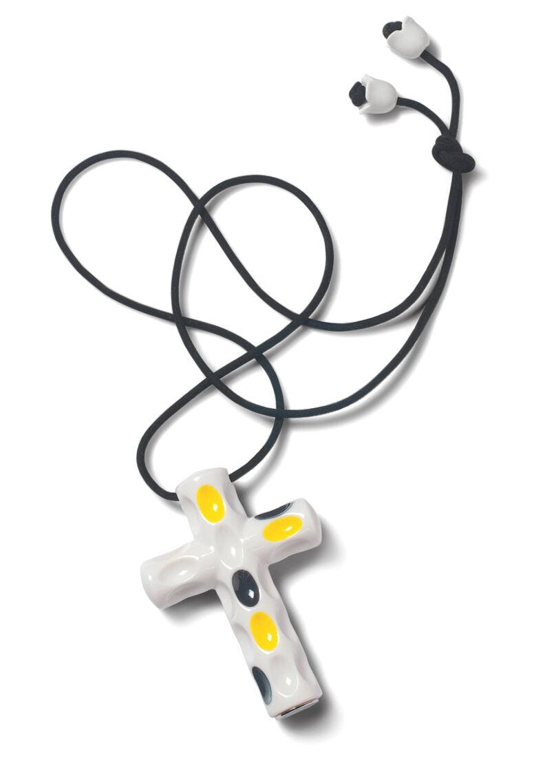 Latin Cross Pendant. Yellow and Black in Lladró