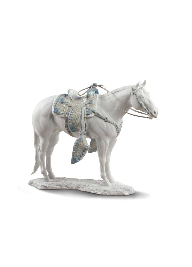 Escultura caballo Quarter Horse blanco en Lladró