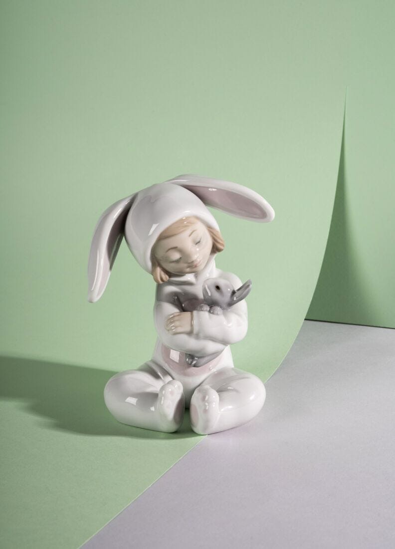 Bunny Hugs Boy Figurine in Lladró