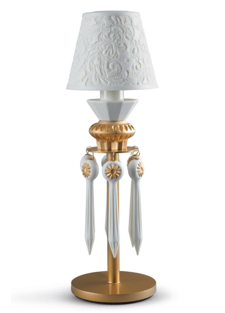 Lámpara de mesa con litofanía y lágrimas Belle de Nuit. Lustre oro (CE) en Lladró