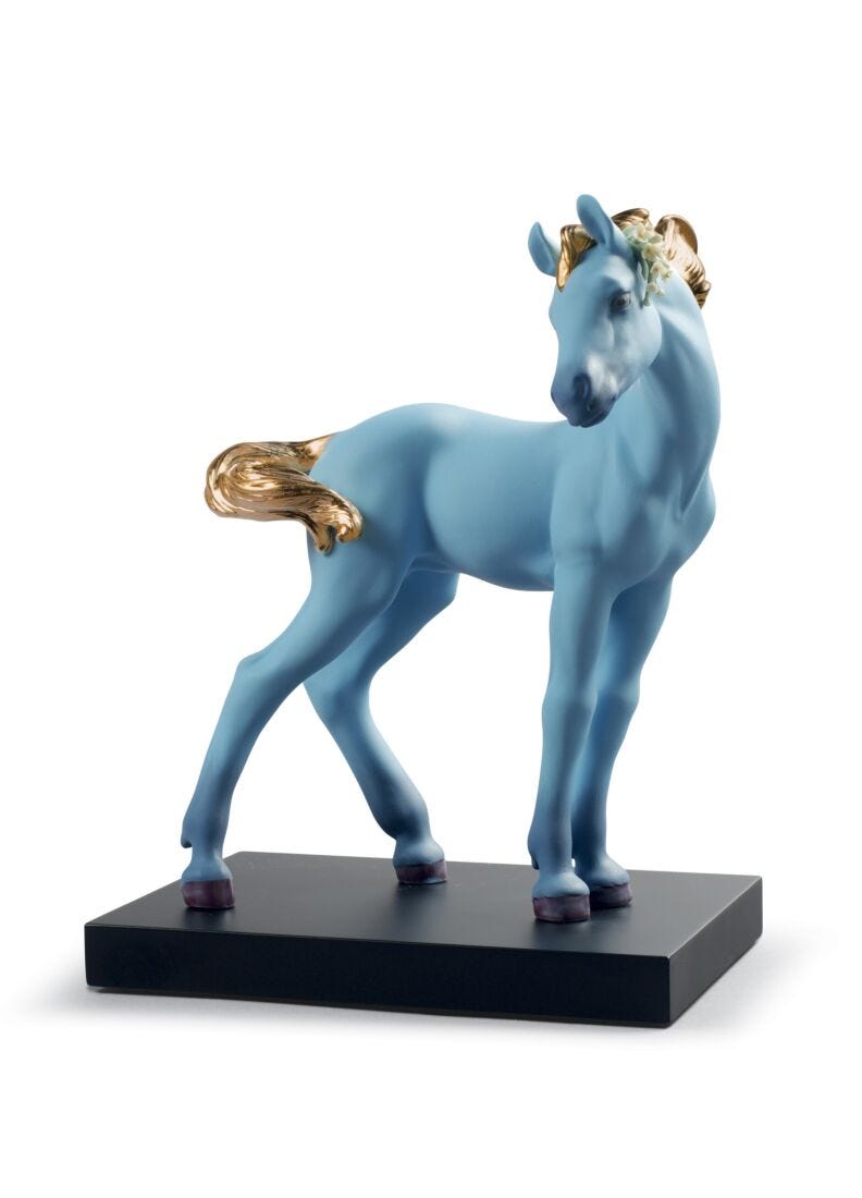 The Horse Figurine. Blue. Limited Edition in Lladró