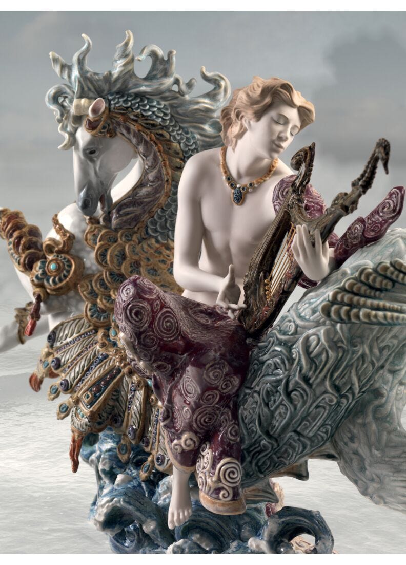 Arion on A Seahorse Sculpture. Limited Edition in Lladró