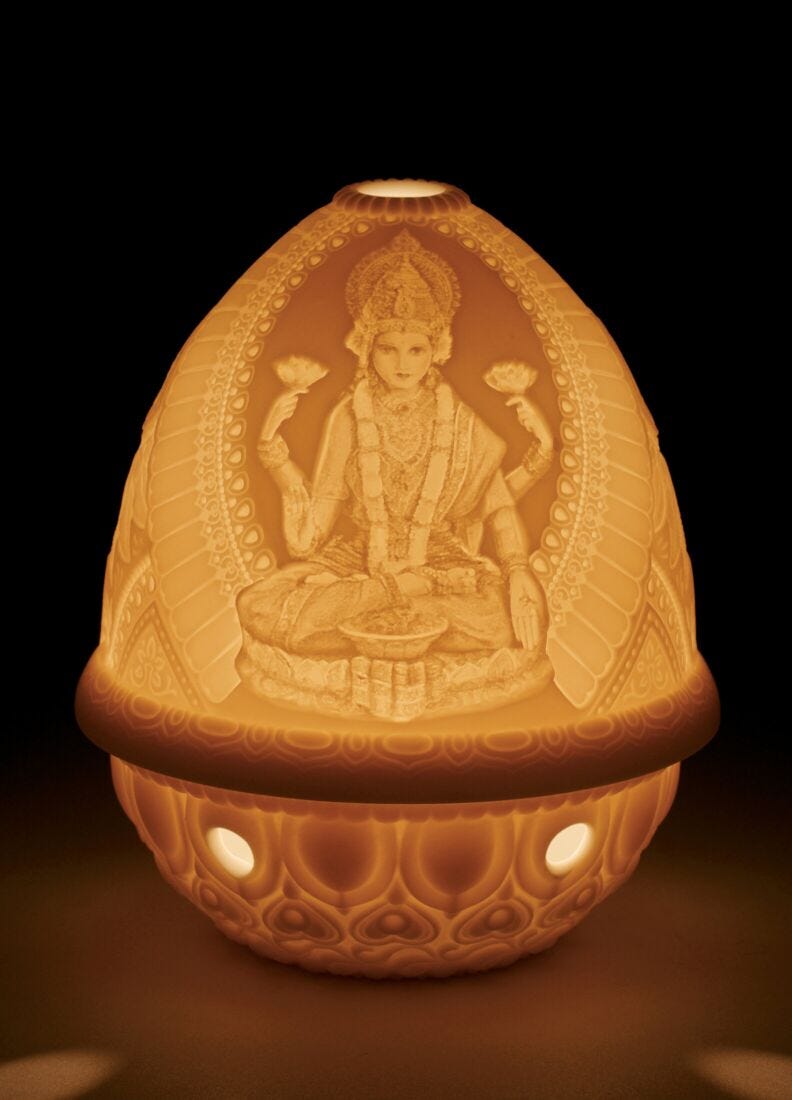 Goddess Lakshmi Lithophane in Lladró