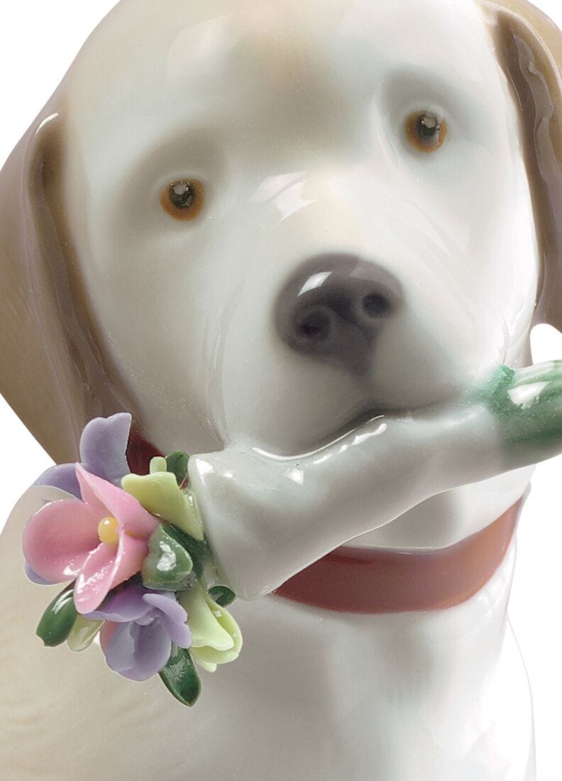 This Bouquet Is for You Dog Figurine in Lladró