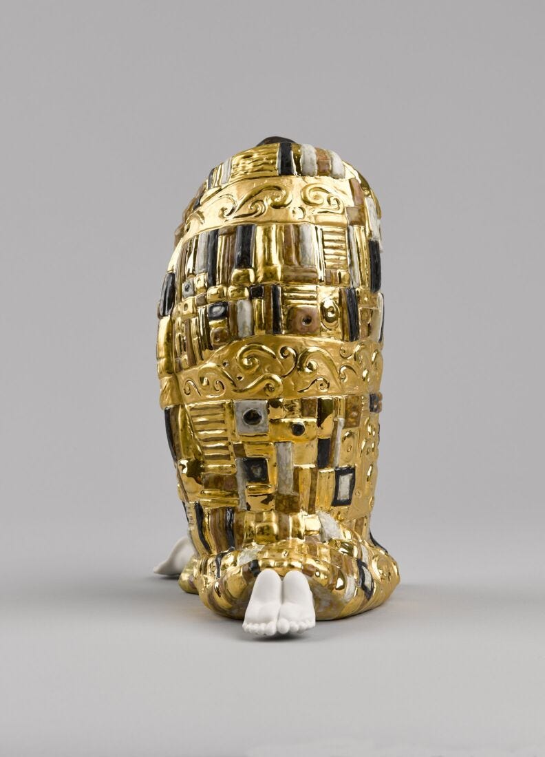 Scultura Coppia Il bacio di Klimt. Lustro oro in Lladró