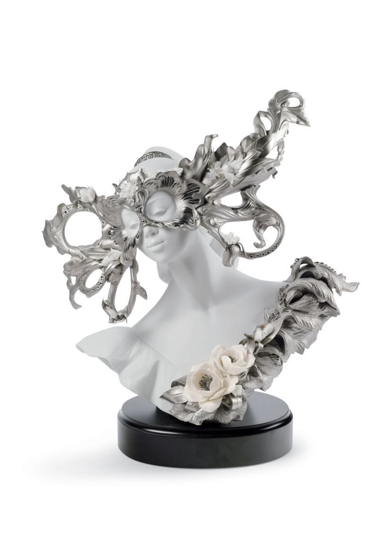 Carnival Fantasy Sculpture. Limited Edition. Silver Lustre in Lladró