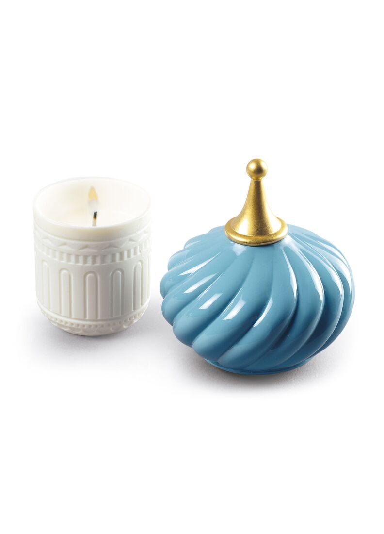 Turquoise Spire Candle 1001 Lights. Unbreakable Spirit Scent in Lladró