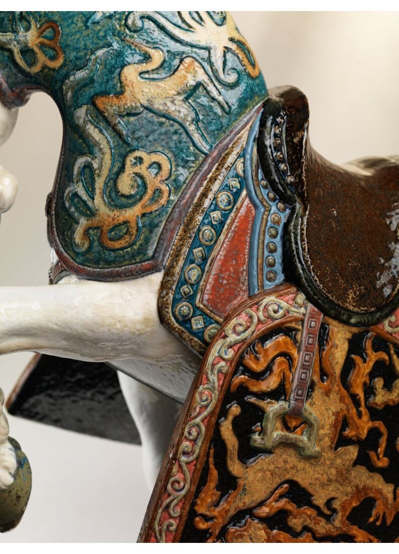 Oriental Horse Sculpture. Glazed. Limited Edition in Lladró