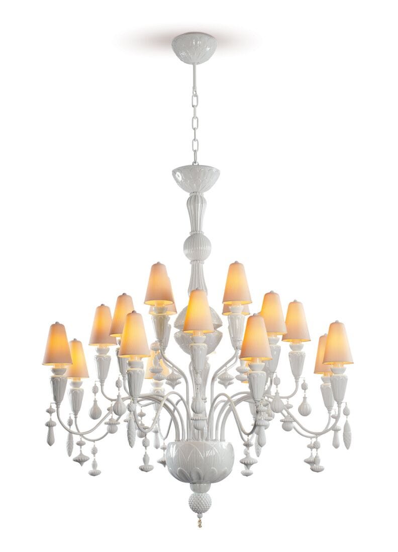 Ivy and Seed 20 Lights Chandelier. Medium Model. White (US) in Lladró