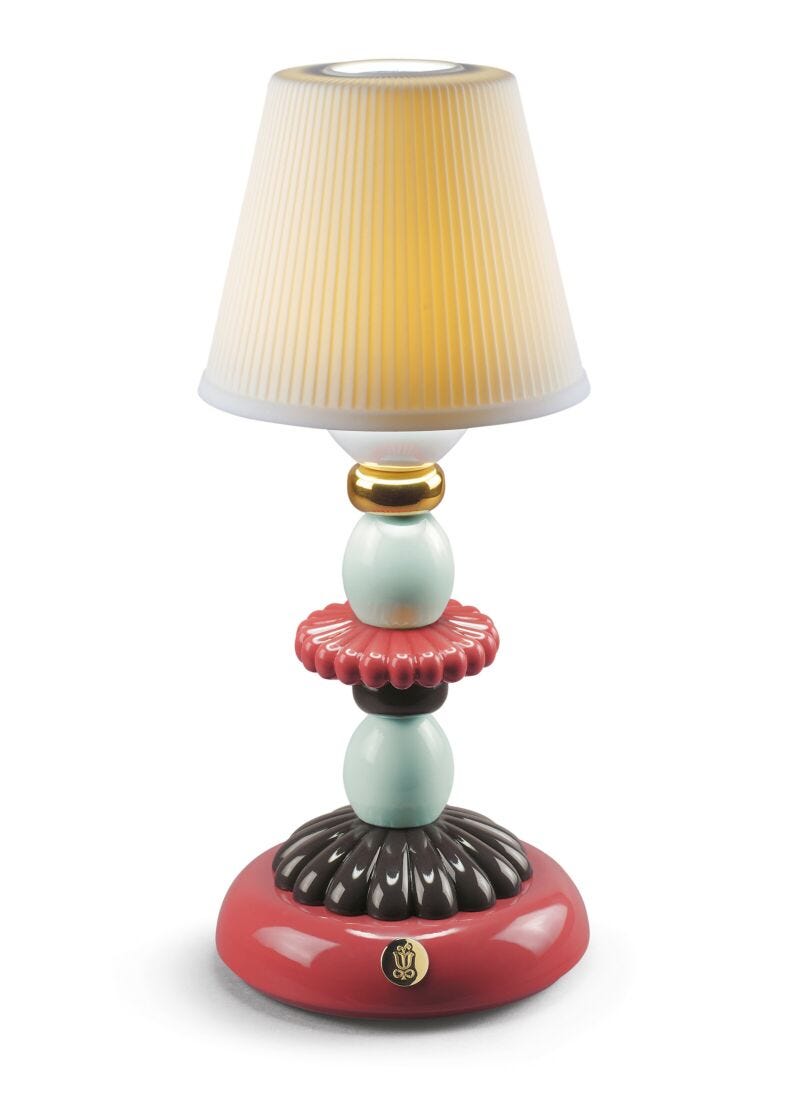 Lotus Firefly Golden Fall Table Lamp. Red Coral in Lladró