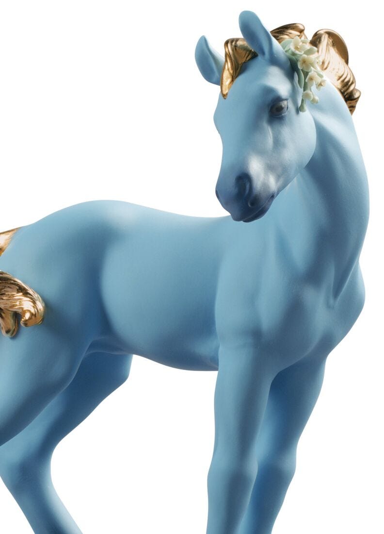 The Horse Figurine. Blue. Limited Edition in Lladró