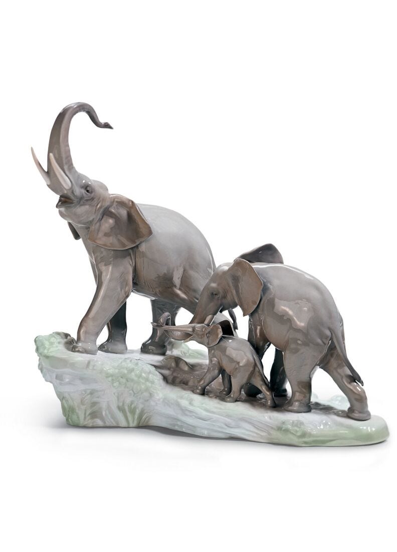Elephants Walking Figurine in Lladró