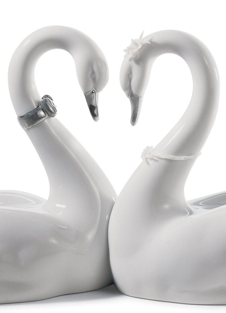 Figura cisnes Corazón blanco. Lustre plata en Lladró