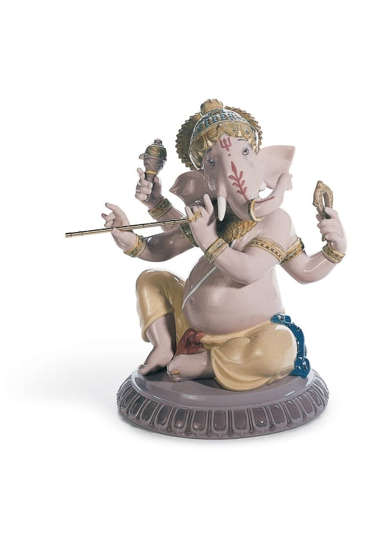 Figura Ganesha con bansuri en Lladró