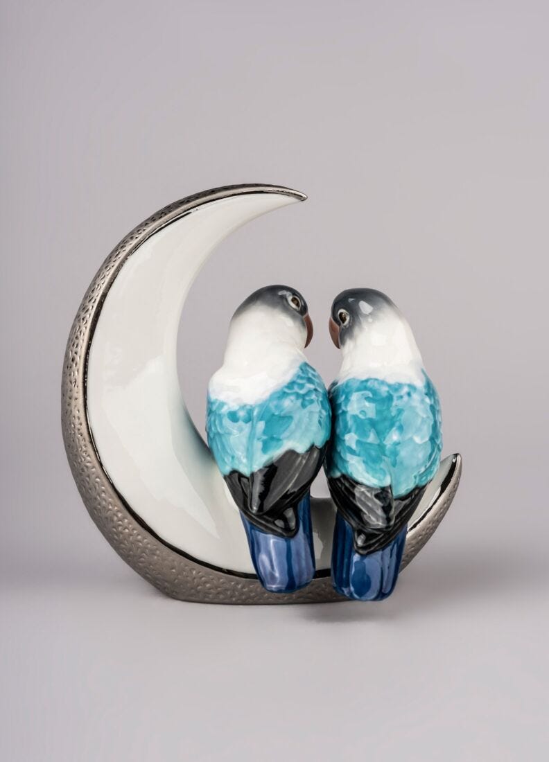Fly Me to The Moon Birds Figurine. Silver Lustre in Lladró