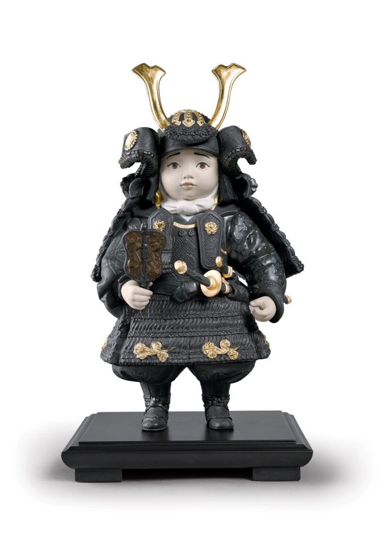 Figurina Bambino Samurai. Lustro oro in Lladró