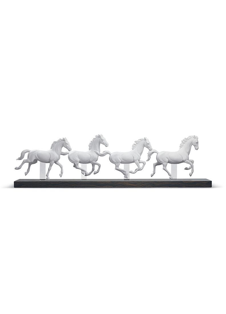 Galloping Herd Horses Figurine. White in Lladró