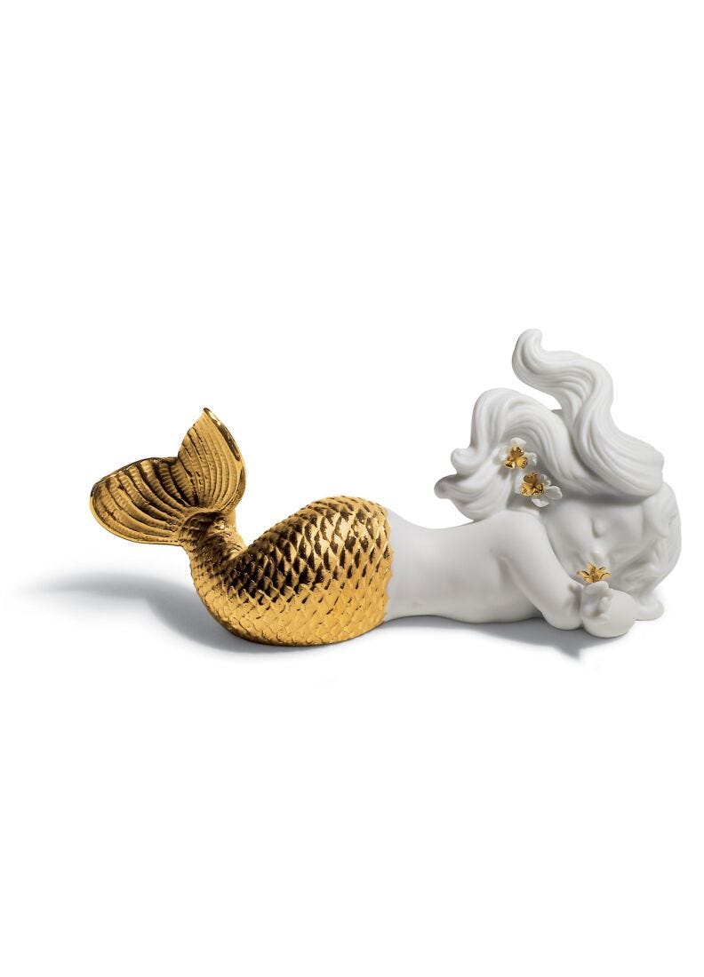 Day Dreaming at Sea Mermaid Figurine. Golden Lustre in Lladró