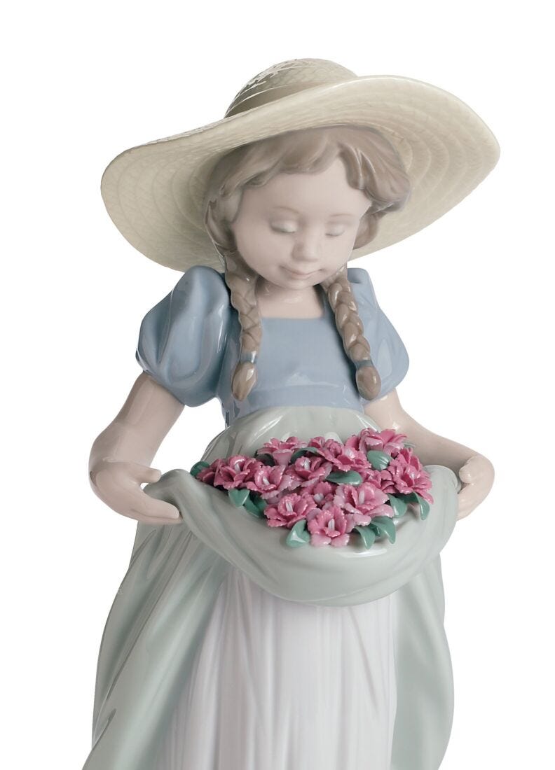 Bountiful Blossoms Girl with Carnations Figurine in Lladró