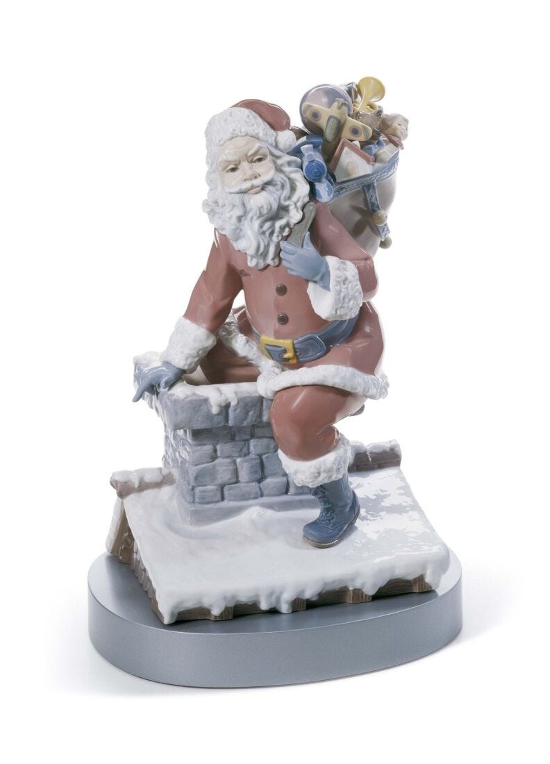 Figura Papá Noel por la chimenea. Serie limitada en Lladró
