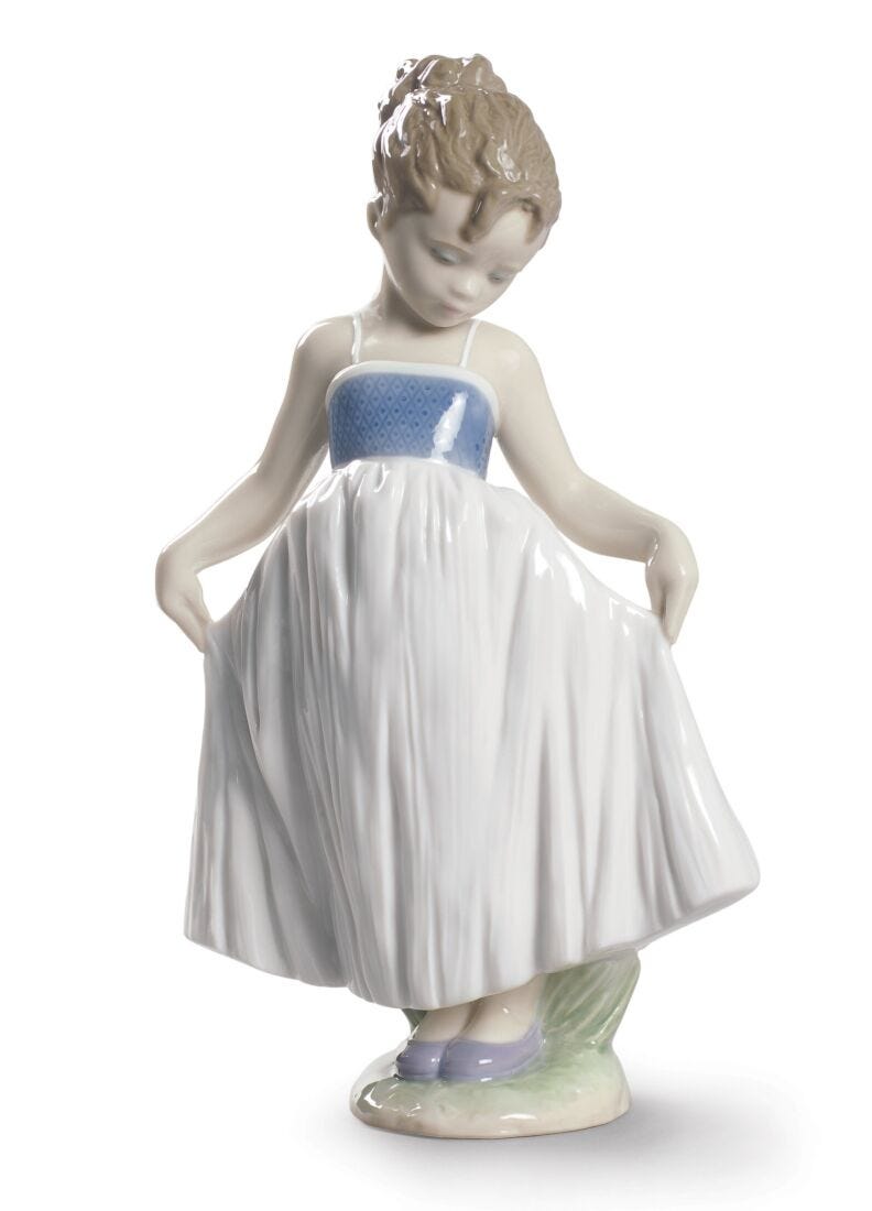 Look at My Dress Girl Figurine in Lladró