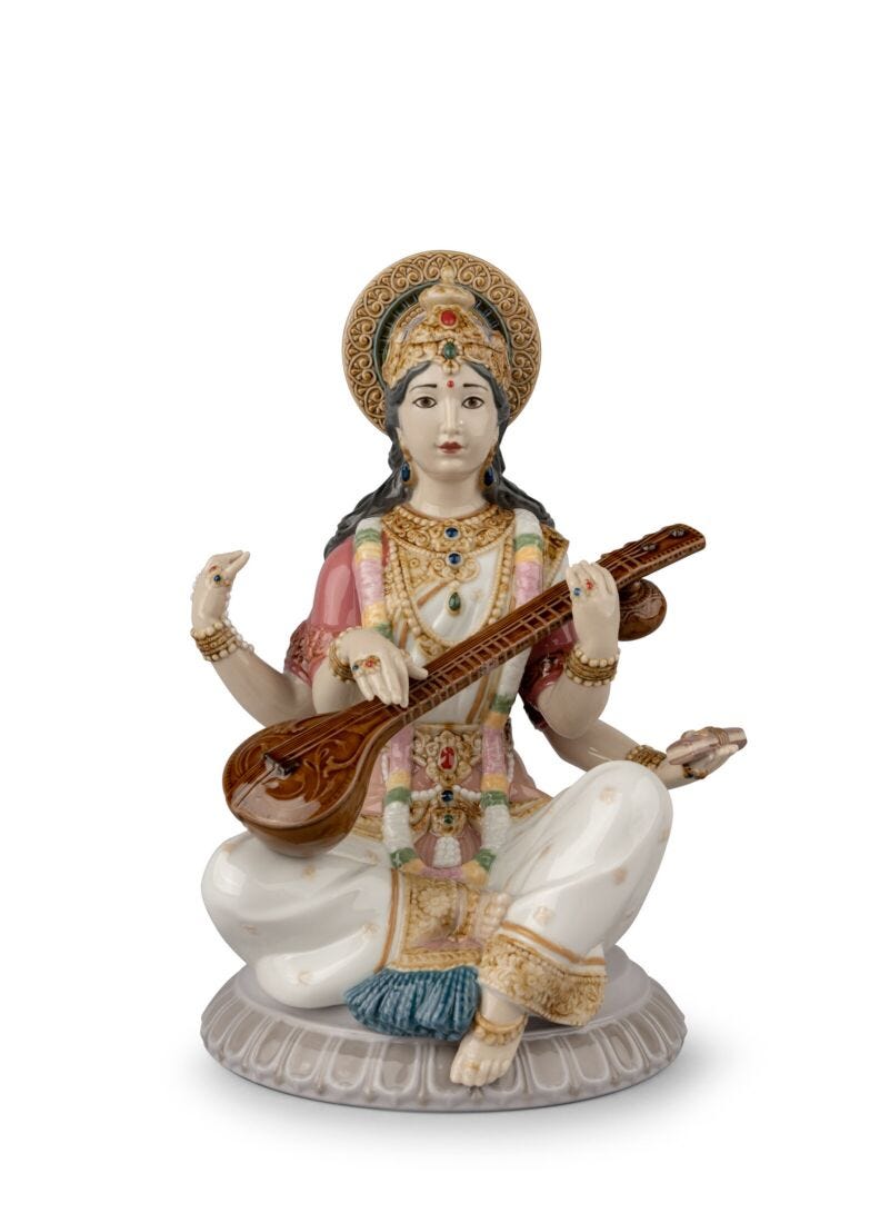 Goddess Saraswati Figurine in Lladró