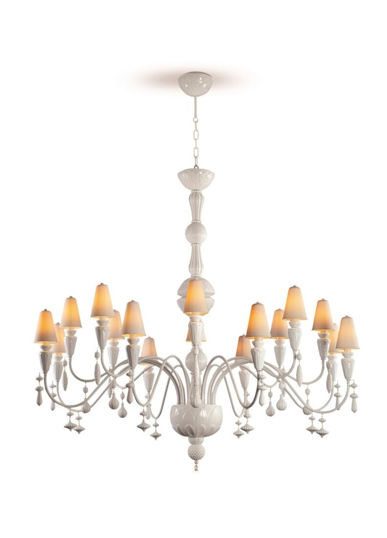Ivy and Seed 16 Lights Chandelier. Large Flat Model. White (CE/UK/CCC) in Lladró
