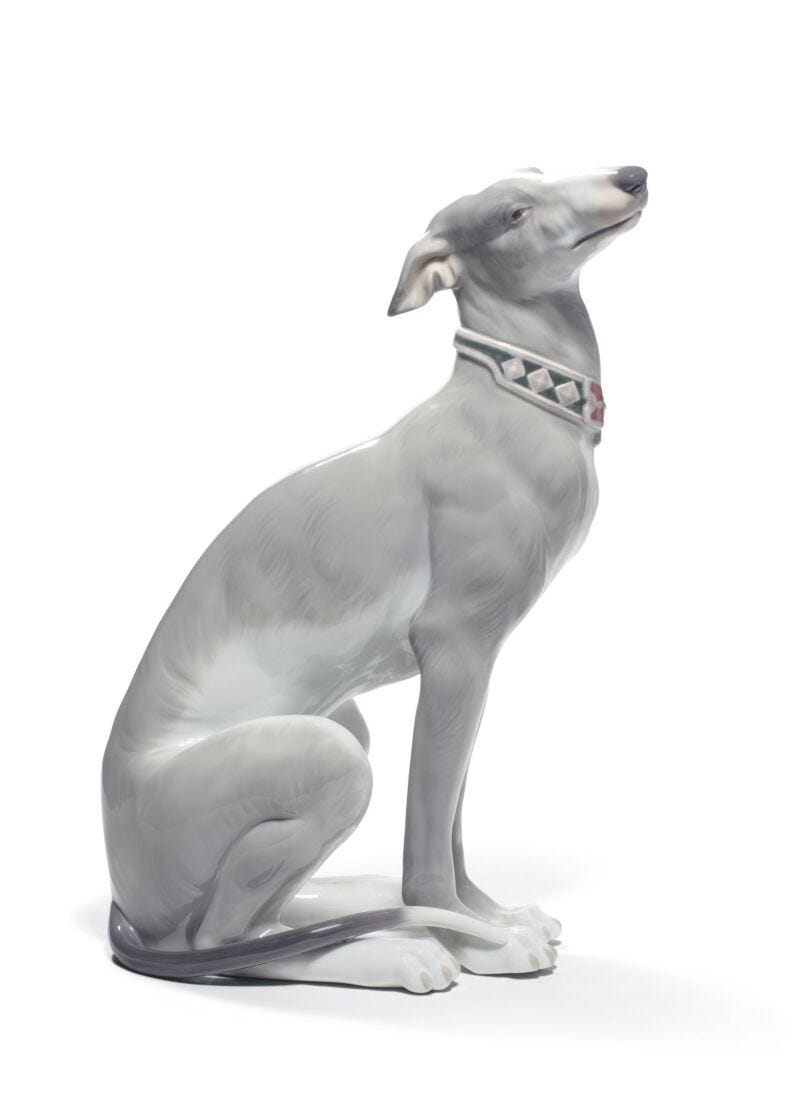 Attentive Greyhound Dog Figurine in Lladró