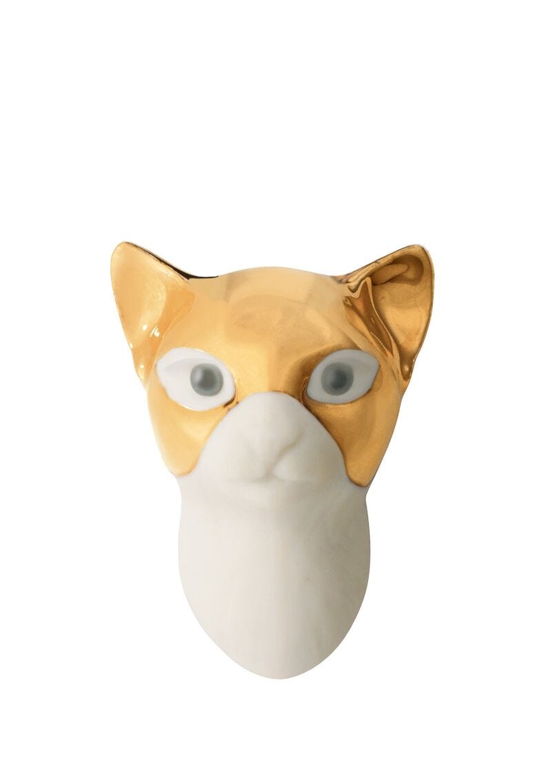 Ciondolo gatto mascherato. Lustro oro in Lladró