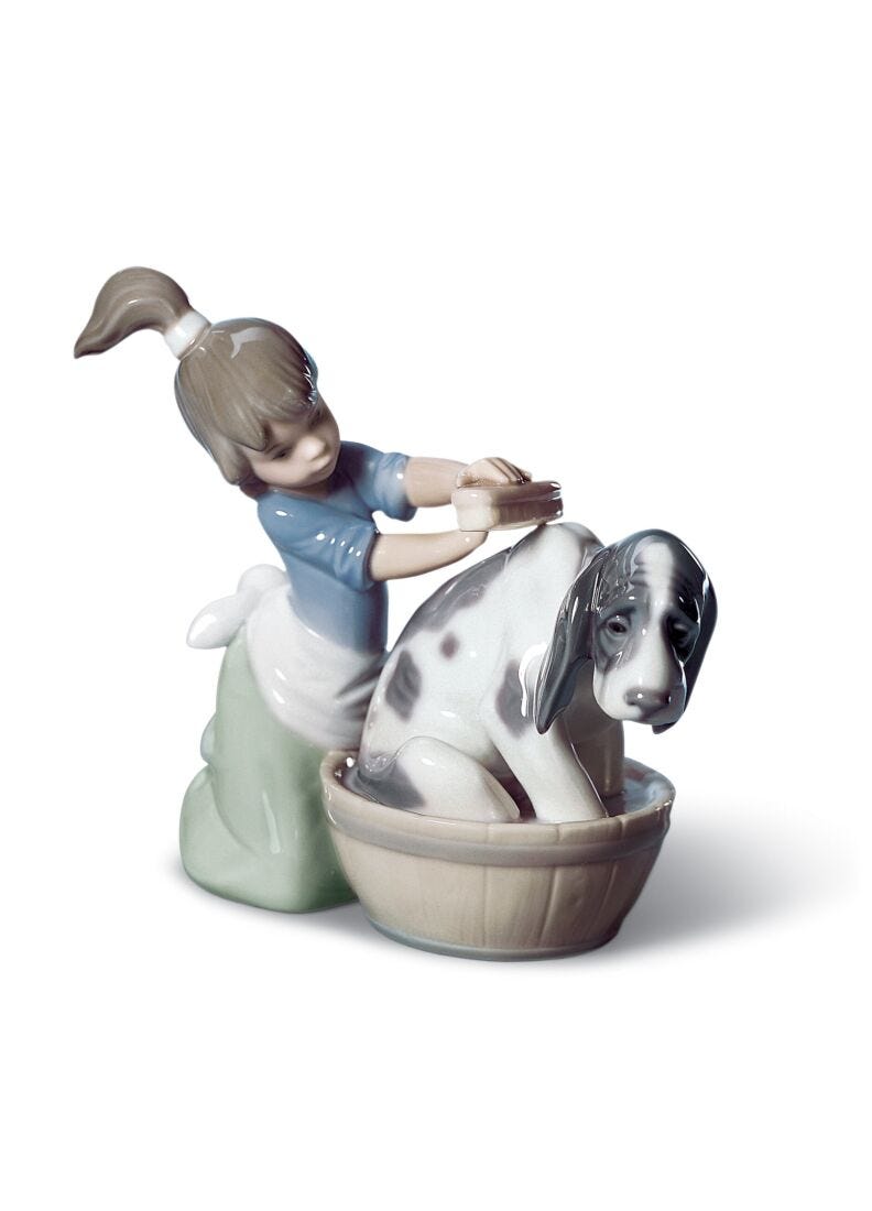 Bashful Bather Dog Figurine in Lladró