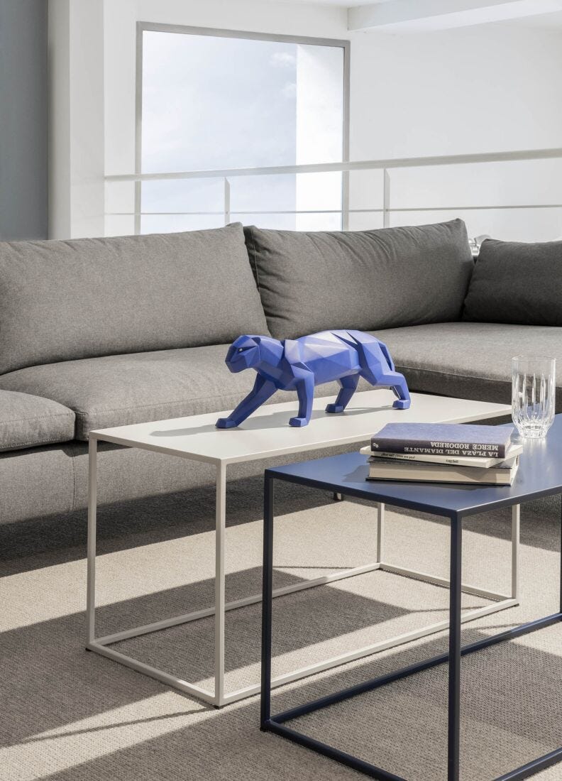 Scultura Pantera. Azzurro opaco, 2 di 7