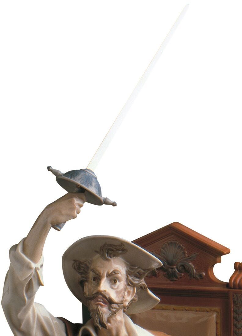 Escultura Don Quijote amenazante en Lladró