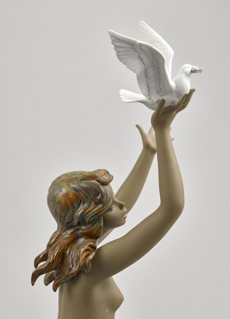 Figurina Donna Nudo con colomba. Gres in Lladró