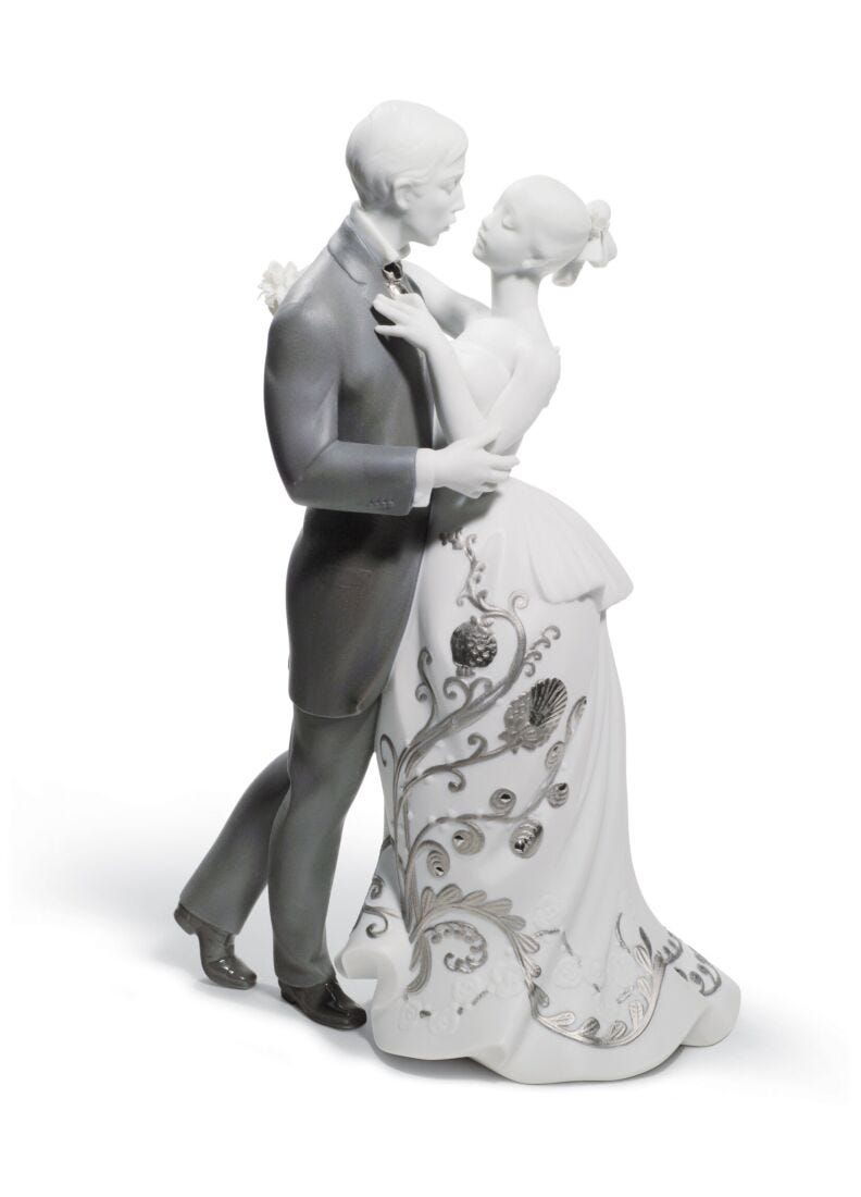 Figurina Coppia Il valzer dei fidanzati. Lustro argento in Lladró
