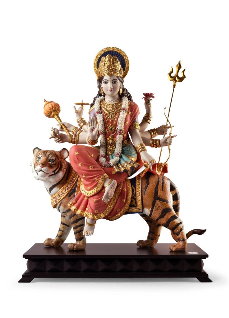 Goddess Durga Sculpture. Limited Edition in Lladró