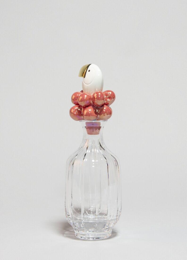 Toucan Glass Bottle. Golden Luster in Lladró