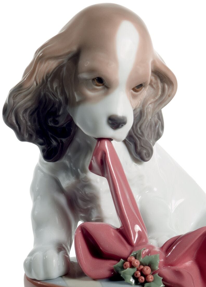 Can't Wait Dog Christmas Figurine in Lladró