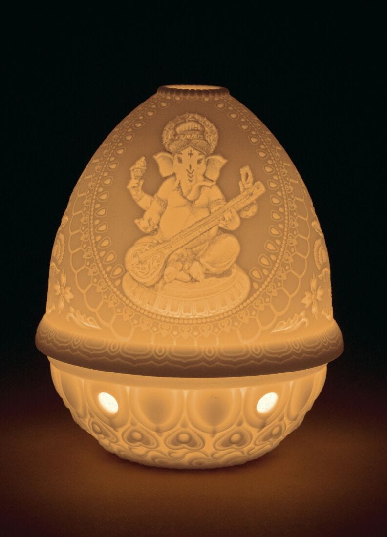 Veena Ganesha Lithophane in Lladró