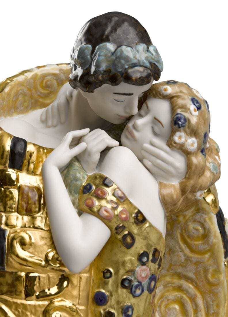 Scultura Coppia Il bacio di Klimt. Lustro oro in Lladró
