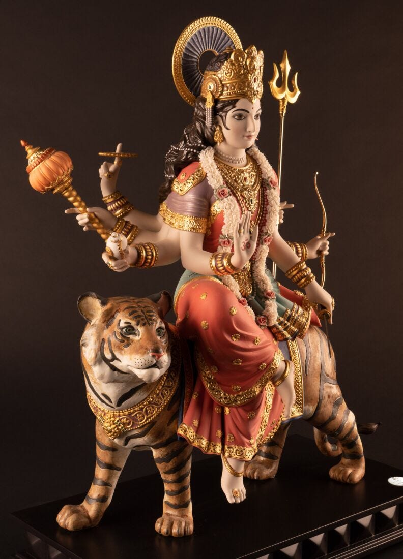 Goddess Durga Sculpture. Limited Edition in Lladró