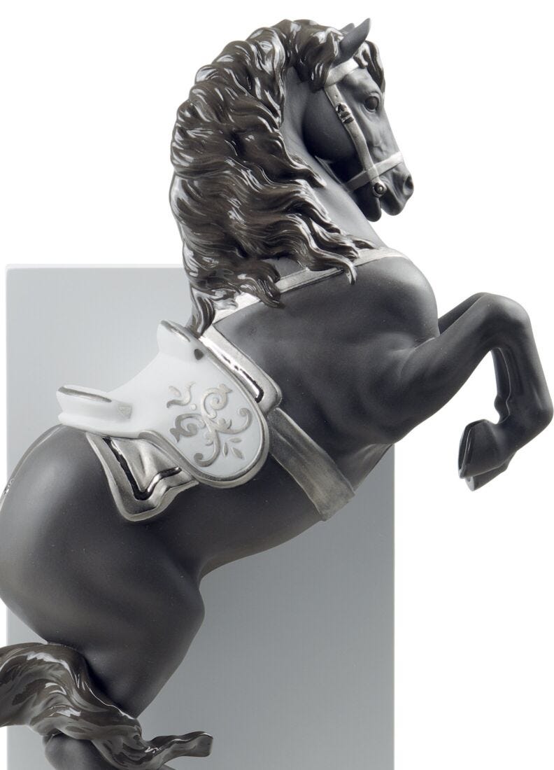 Horse on Courbette Figurine. Silver Lustre in Lladró