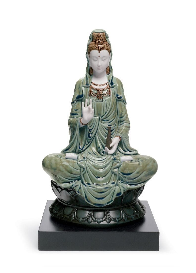 Kwan Yin Figurine. Green in Lladró