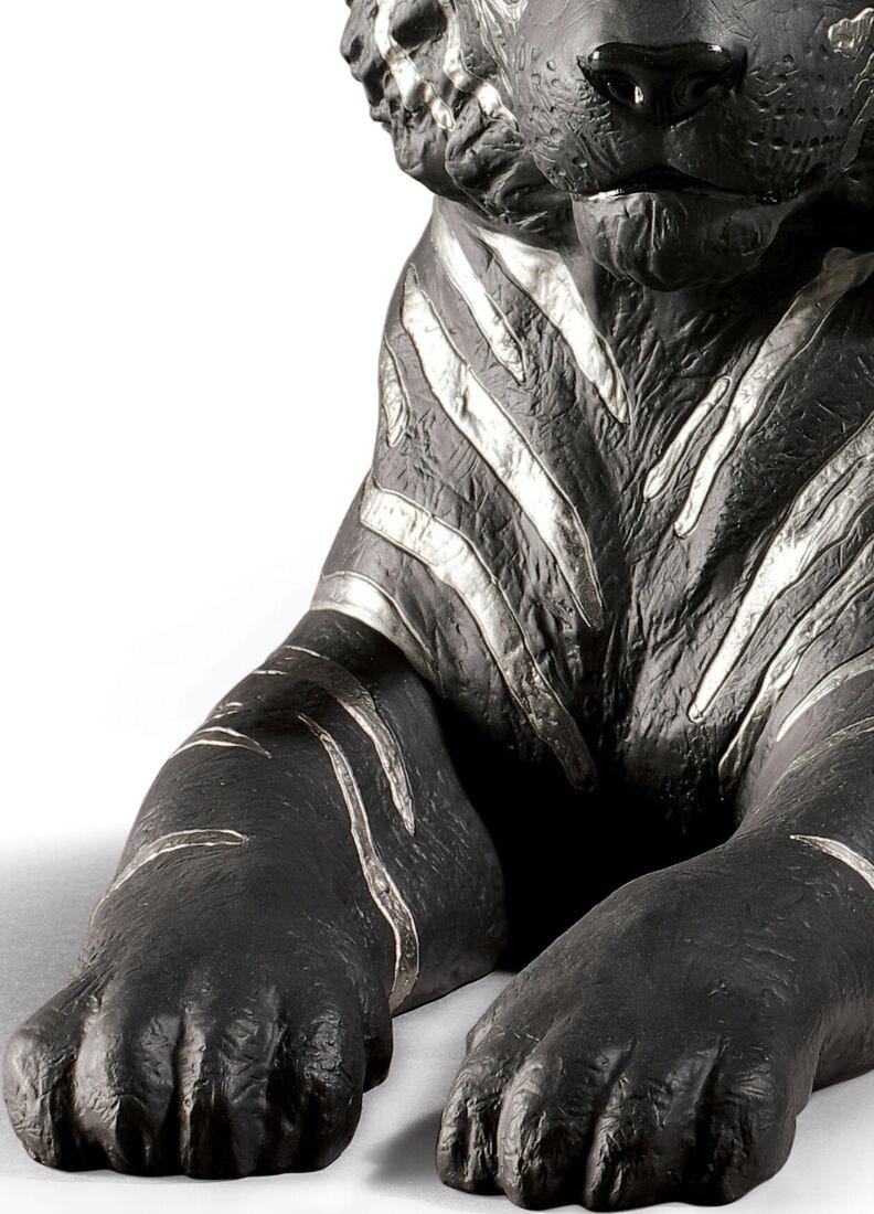 Figurina Tigre. Lustro argento e nero in Lladró