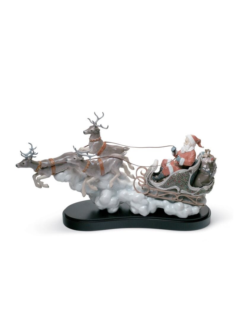 Santa's Midnight Ride Sleigh Figurine. Limited Edition in Lladró