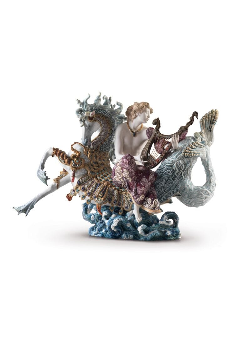 Arion on A Seahorse Sculpture. Limited Edition in Lladró