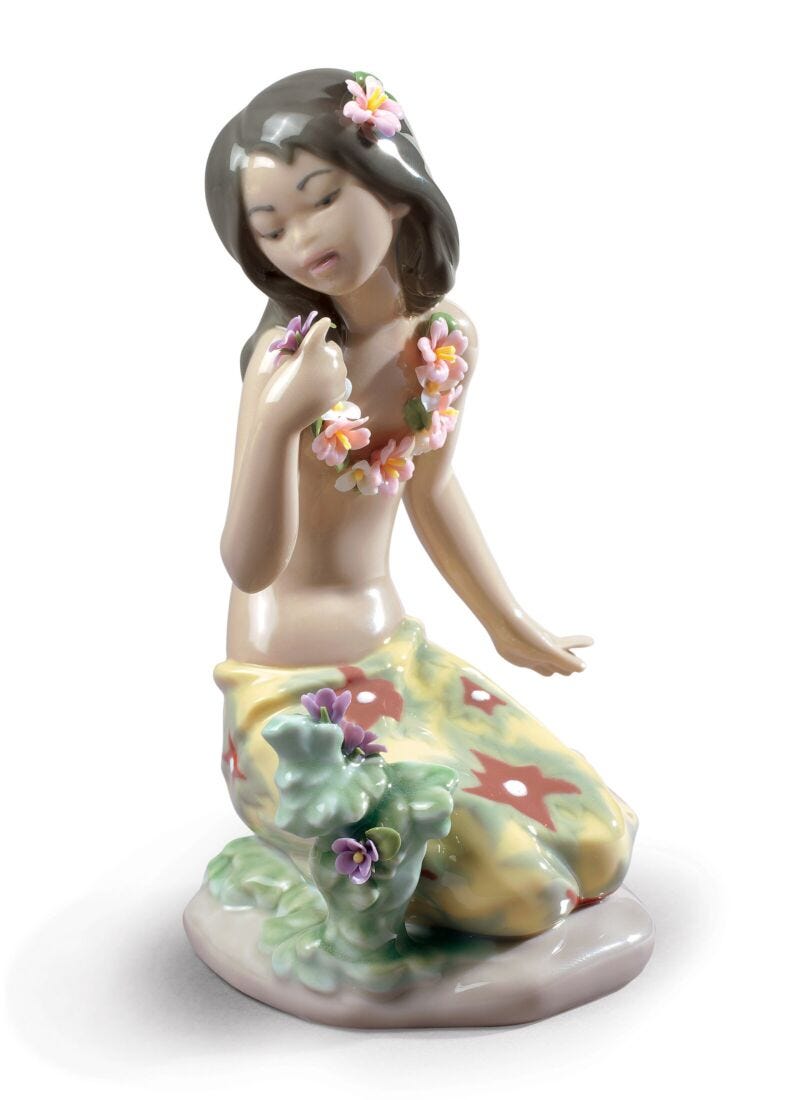 Figura mujer Hawaiana cogiendo flores. Edición especial en Lladró