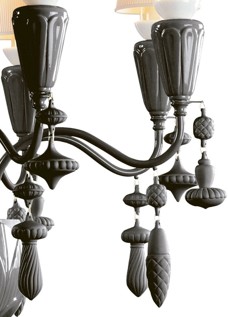 Ivy and Seed 8 Lights Chandelier. Absolute Black (US) in Lladró